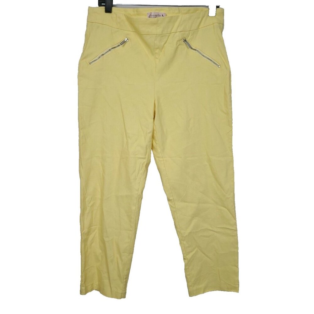 Nanette‎ Lepore Womens Capri Pants Size 10 Yellow Pull On Crop Hi-Rise Stretch